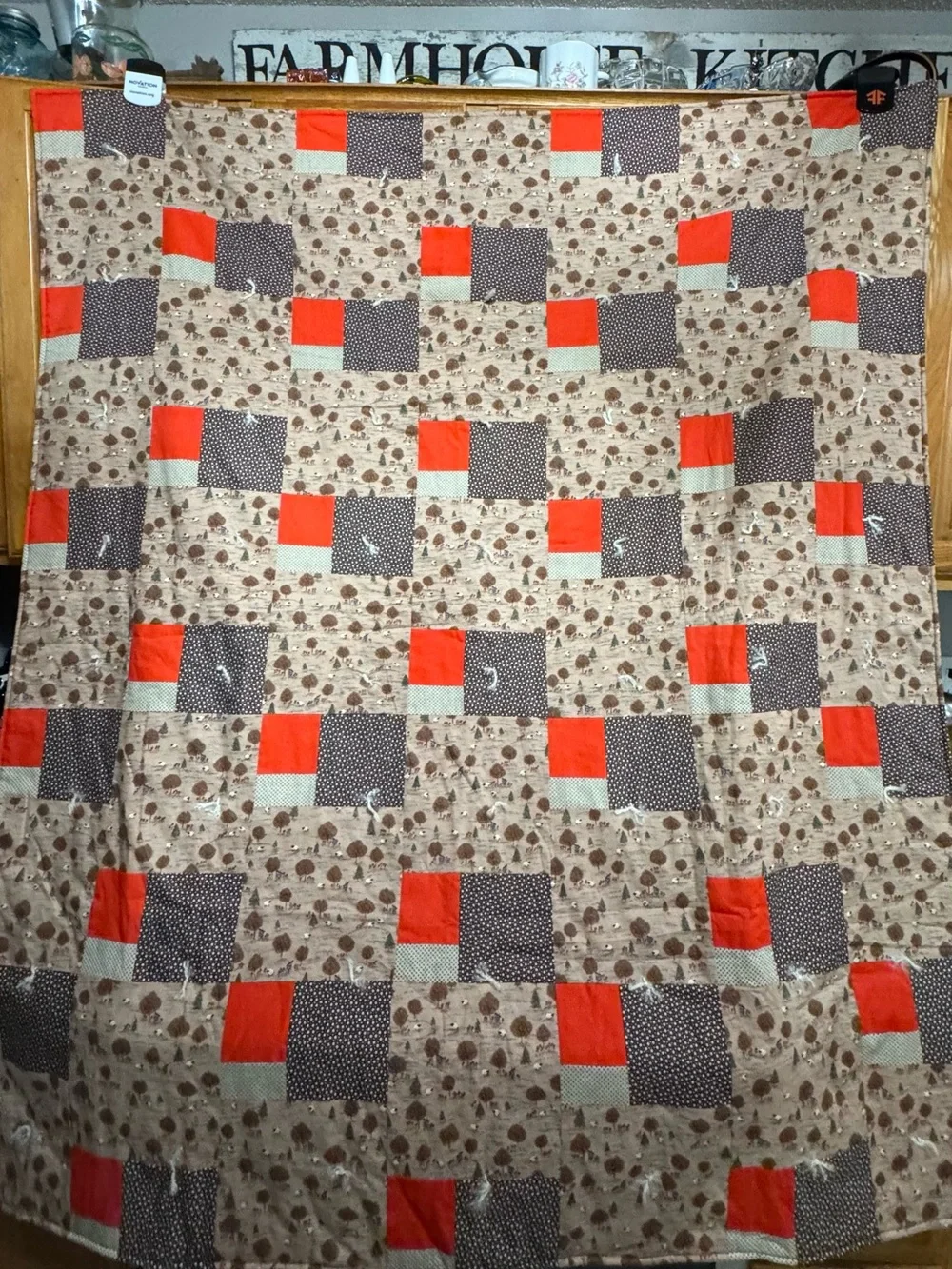 Handmade Throw Patchwork Cotton Quilt, Multicolor Sheep Country Throw 50 x 58